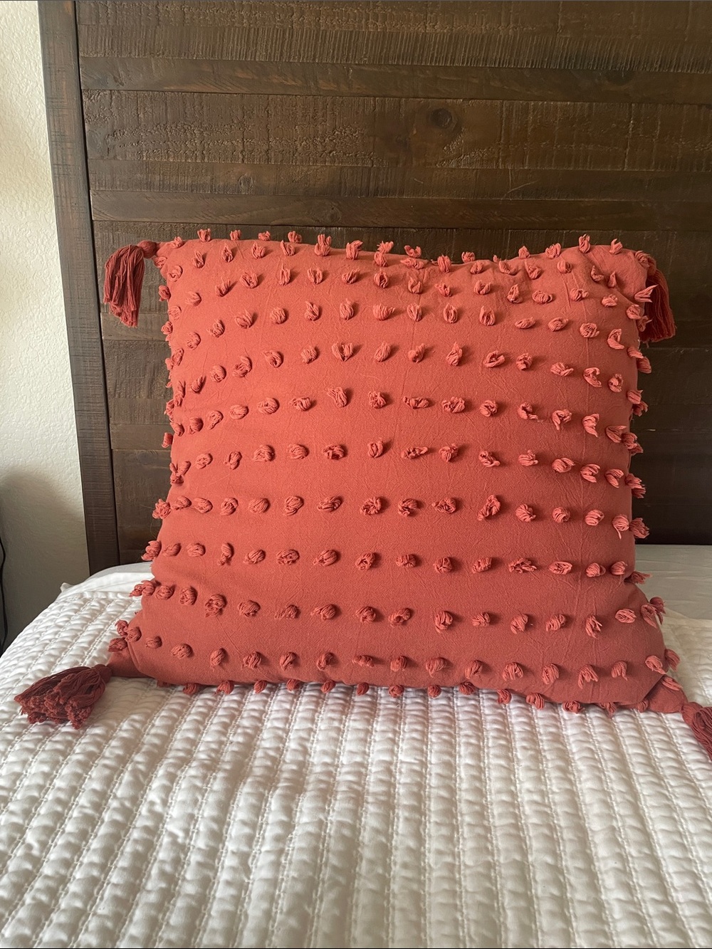 Pottery Barn Coral Tassel Pom Accent Pillow